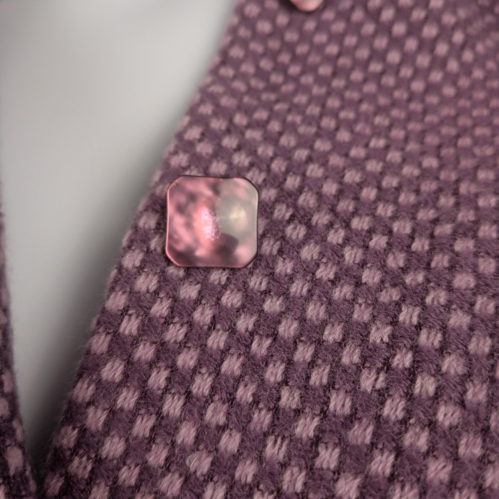 Cropped Coquett Twee Lavender 100% Wool Button Front Blazer Jacket Made in USA - Picture 3 of 8